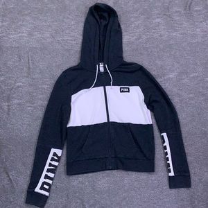 PINK Gray and White Zip Up Jacket